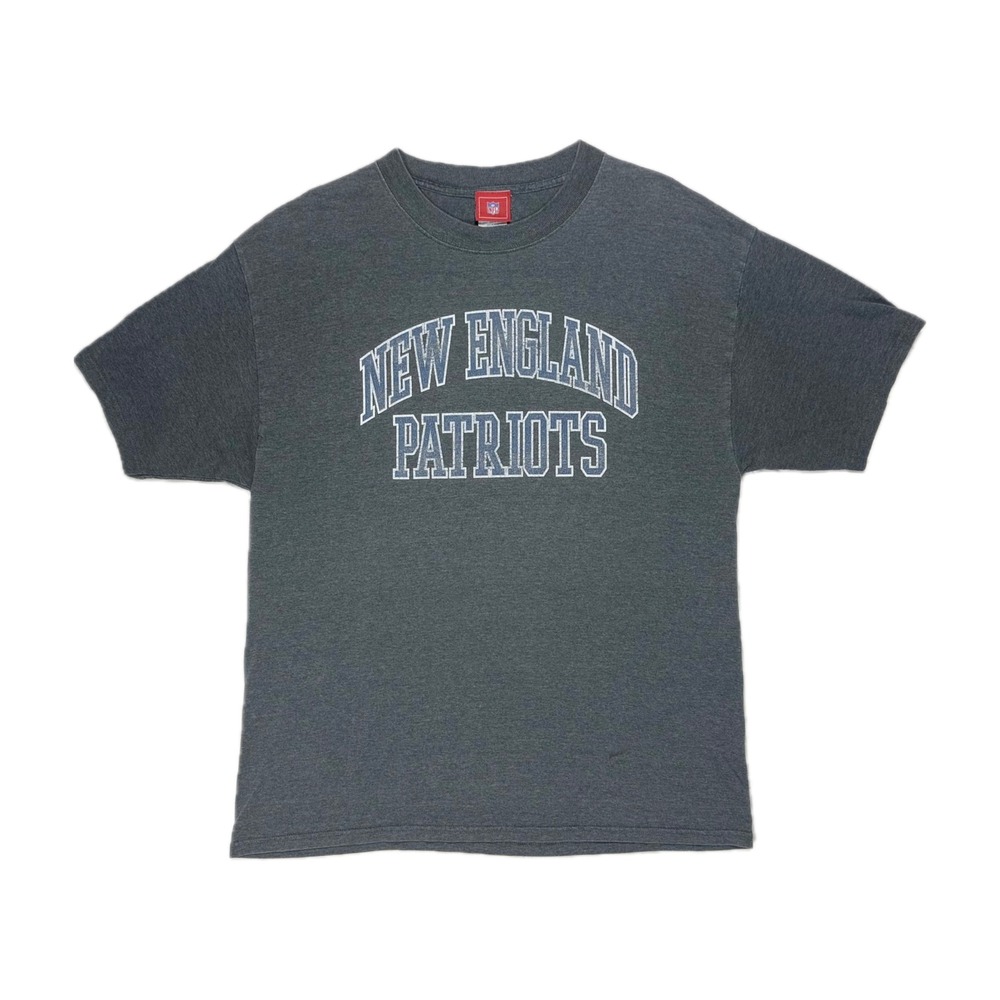Vintage Y2K NFL New England Patriots grey navy faded spellout t shirt mens XL